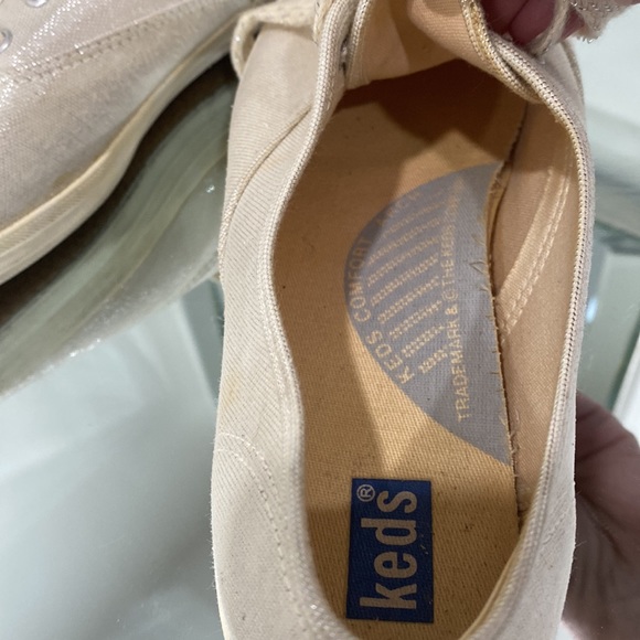 Keds Canvas Crosshatch Snicker in Cream Pearl Silver Sparkle size 10 - Picture 6 of 16